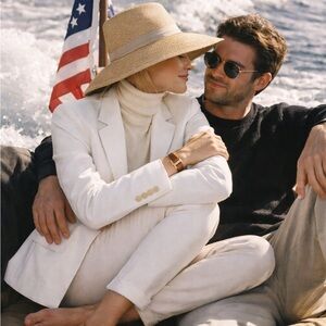 Talbots White Blazer Size 8 Floral Lined Tailored Jacket Preppy Classic Spring